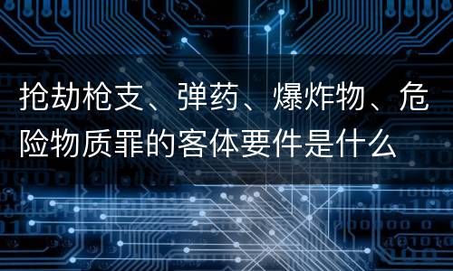抢劫枪支、弹药、爆炸物、危险物质罪的客体要件是什么