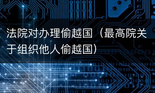 法院对办理偷越国（最高院关于组织他人偷越国）