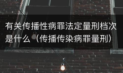 有关传播性病罪法定量刑档次是什么（传播传染病罪量刑）