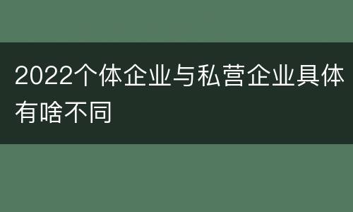 2022个体企业与私营企业具体有啥不同