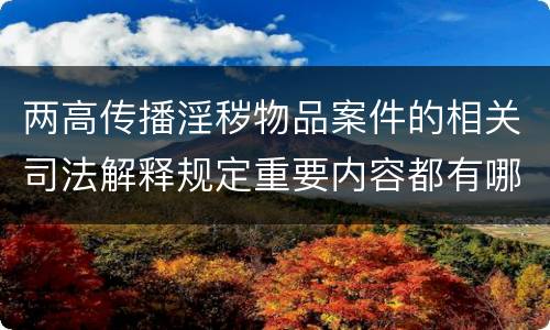 两高传播淫秽物品案件的相关司法解释规定重要内容都有哪些