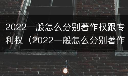 2022一般怎么分别著作权跟专利权（2022一般怎么分别著作权跟专利权呢）