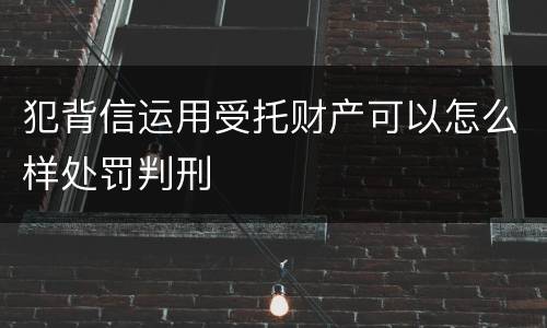 犯背信运用受托财产可以怎么样处罚判刑