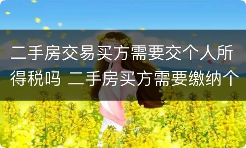 二手房交易买方需要交个人所得税吗 二手房买方需要缴纳个人所得税吗