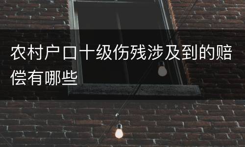 农村户口十级伤残涉及到的赔偿有哪些