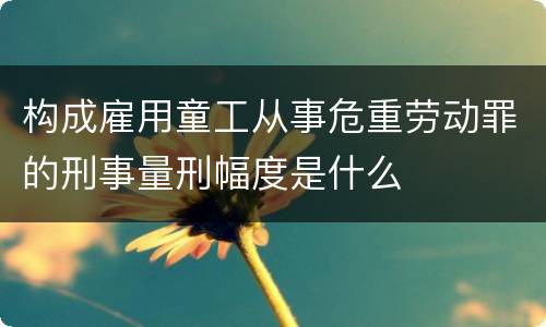 构成雇用童工从事危重劳动罪的刑事量刑幅度是什么