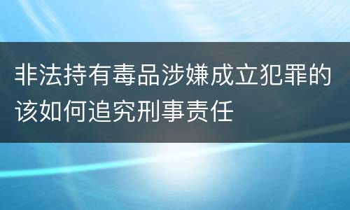 非法持有毒品涉嫌成立犯罪的该如何追究刑事责任
