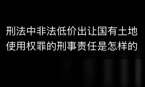 刑法中非法低价出让国有土地使用权罪的刑事责任是怎样的