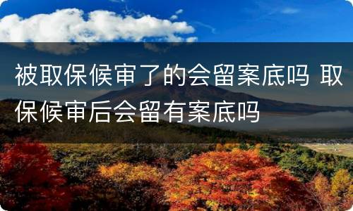 被取保候审了的会留案底吗 取保候审后会留有案底吗