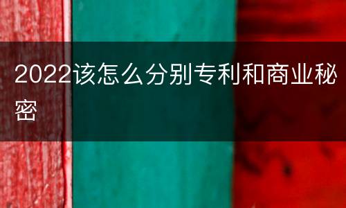 2022该怎么分别专利和商业秘密