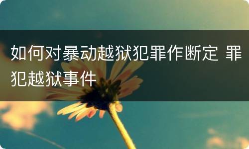 如何对暴动越狱犯罪作断定 罪犯越狱事件