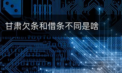 甘肃欠条和借条不同是啥