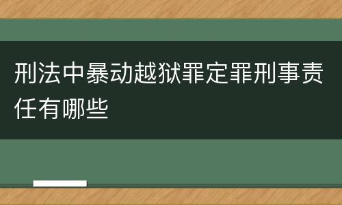 刑法中暴动越狱罪定罪刑事责任有哪些