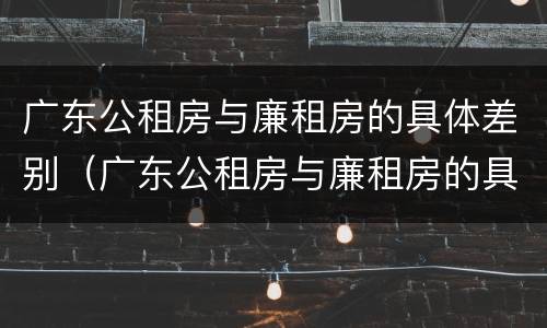 广东公租房与廉租房的具体差别（广东公租房与廉租房的具体差别是什么）