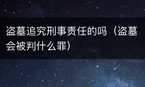 盗墓追究刑事责任的吗（盗墓会被判什么罪）