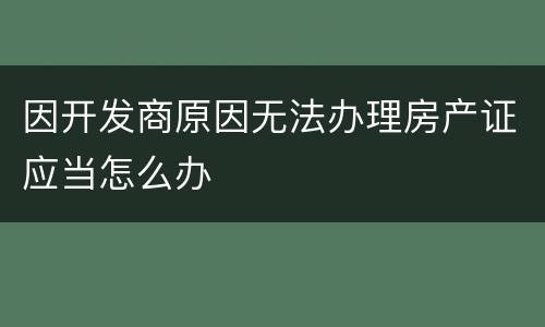 因开发商原因无法办理房产证应当怎么办