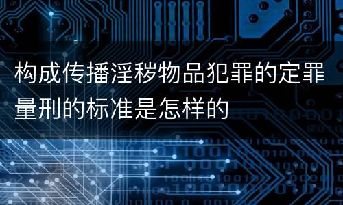 构成传播淫秽物品犯罪的定罪量刑的标准是怎样的