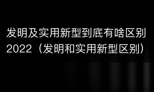 发明及实用新型到底有啥区别2022（发明和实用新型区别）