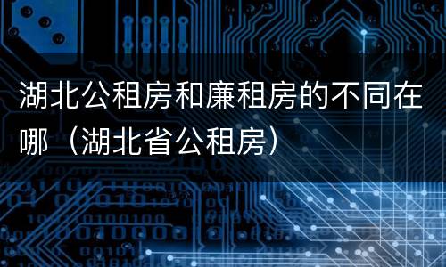 湖北公租房和廉租房的不同在哪（湖北省公租房）