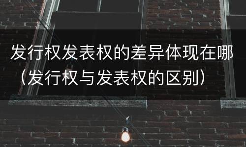 发行权发表权的差异体现在哪（发行权与发表权的区别）