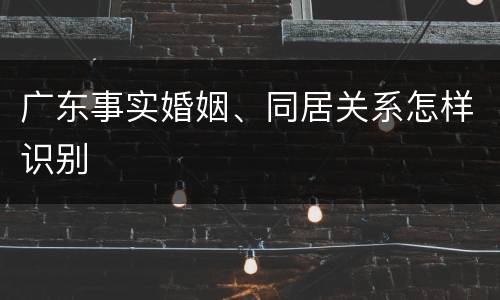 广东事实婚姻、同居关系怎样识别
