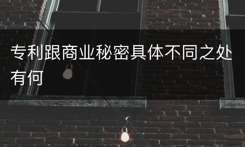 专利跟商业秘密具体不同之处有何