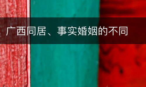 广西同居、事实婚姻的不同