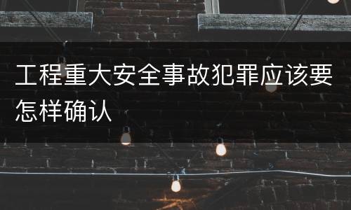 工程重大安全事故犯罪应该要怎样确认