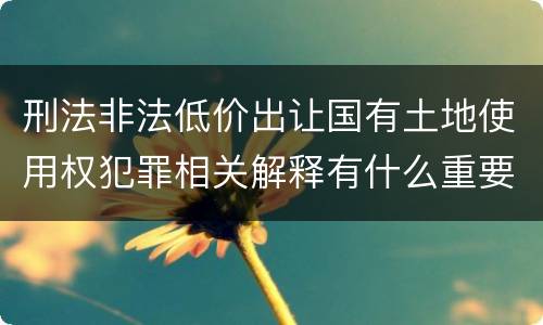刑法非法低价出让国有土地使用权犯罪相关解释有什么重要规定