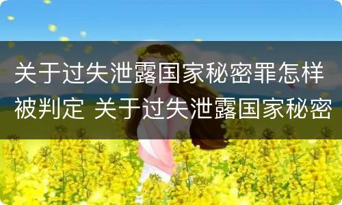 关于过失泄露国家秘密罪怎样被判定 关于过失泄露国家秘密罪的立案标准
