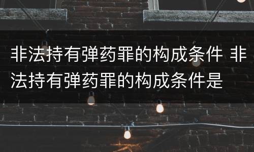 非法持有弹药罪的构成条件 非法持有弹药罪的构成条件是
