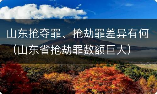 山东抢夺罪、抢劫罪差异有何（山东省抢劫罪数额巨大）