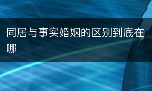 同居与事实婚姻的区别到底在哪