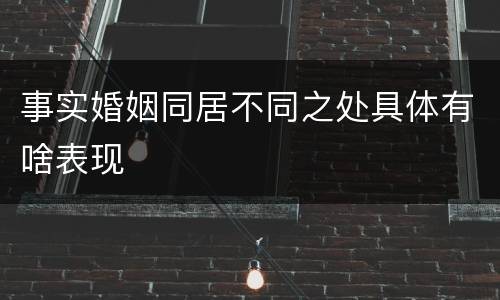 事实婚姻同居不同之处具体有啥表现