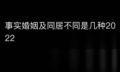 事实婚姻及同居不同是几种2022