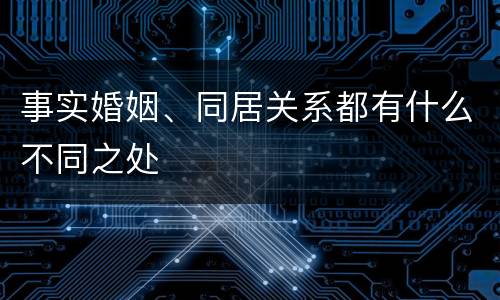 事实婚姻、同居关系都有什么不同之处