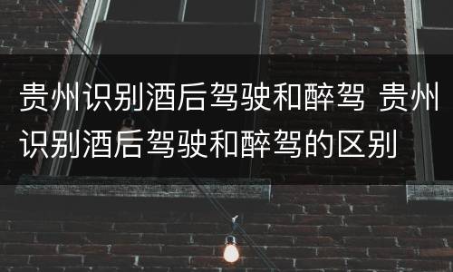 贵州识别酒后驾驶和醉驾 贵州识别酒后驾驶和醉驾的区别