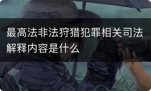 最高法非法狩猎犯罪相关司法解释内容是什么