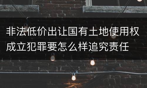 非法低价出让国有土地使用权成立犯罪要怎么样追究责任