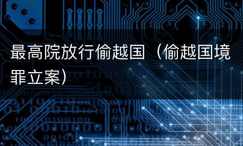 最高院放行偷越国（偷越国境罪立案）
