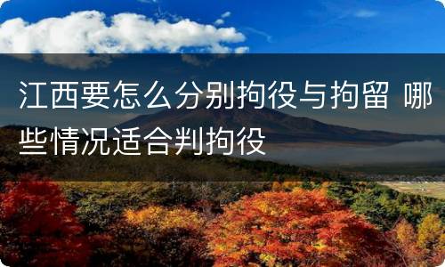 江西要怎么分别拘役与拘留 哪些情况适合判拘役