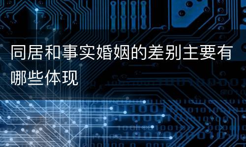 同居和事实婚姻的差别主要有哪些体现