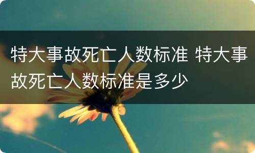 特大事故死亡人数标准 特大事故死亡人数标准是多少
