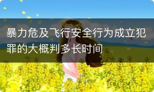 暴力危及飞行安全行为成立犯罪的大概判多长时间