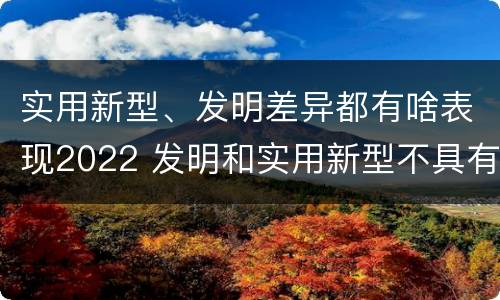 实用新型、发明差异都有啥表现2022 发明和实用新型不具有什么特性