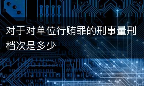 对于对单位行贿罪的刑事量刑档次是多少