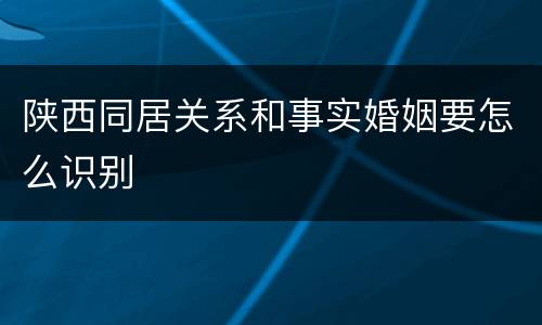 陕西同居关系和事实婚姻要怎么识别