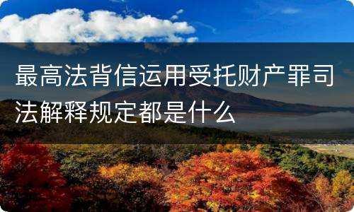 最高法背信运用受托财产罪司法解释规定都是什么