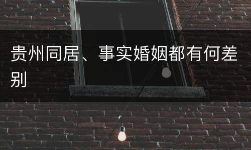 贵州同居、事实婚姻都有何差别