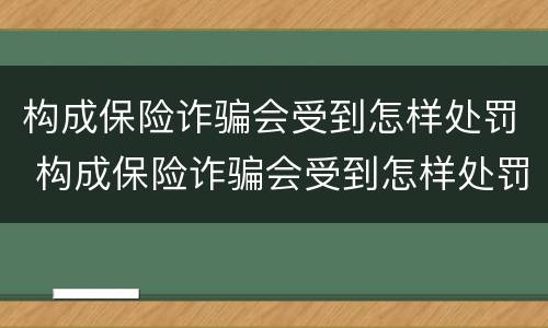 构成保险诈骗会受到怎样处罚 构成保险诈骗会受到怎样处罚呢
